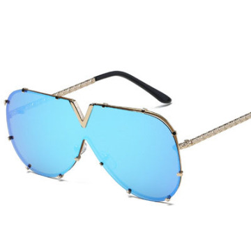 Nuevas gafas de sol de moda con forma de V de Luxury Unisex de una pieza de una pieza sin marco