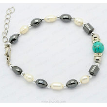 semi precious stone hematite bracelet