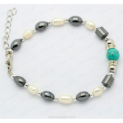 semi precious stone hematite bracelet