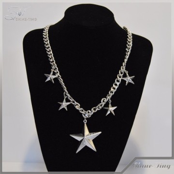 factory price fashionable five silver star necklace for women