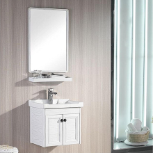 White Double Door Bathroom Cabinet with Mirror