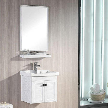 Armoire de salle de bain à double porte blanche avec miroir