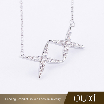 Only 12pcs online fashion 18k rhodium plated AAA cubic zircon alphabet double letter X shaped pendant necklace