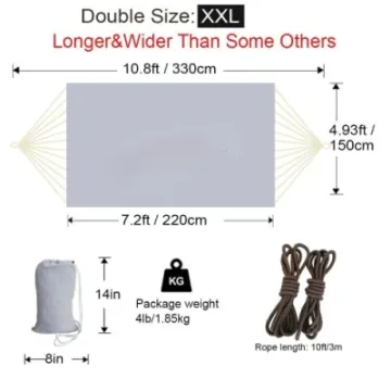 Outdoor Hanging Swing Bed Double Canvas Cotton Hammock for Patio Backyard