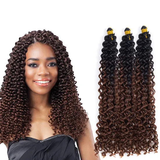 Wholesale Water Deep Twist Crochet Hair 14inch Ombre Color Synthetic Fiber Hair Water Wave Passion Braiding Hair Extensions