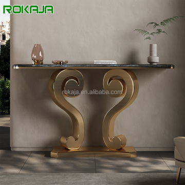 High Quality Stainless Steel Entryway Table with Sensor Light Gold Base
