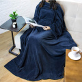 Fleece TV blanket with sleeves wearable couch blanket
