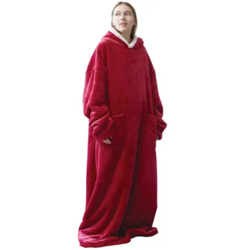 Polyester Oversized Wearable Sherpa Hoodie Blanket Sweatshirt TV Blanket