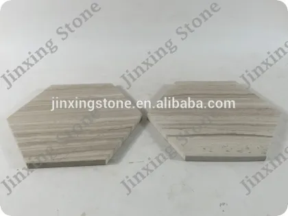 Ancient Wood Marble Serving Tray Hexagon Table Mat Natural Stone Cheese Plates