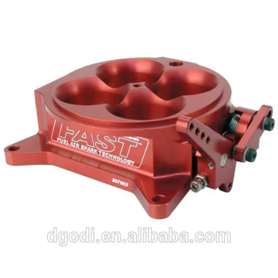 cnc machining red anodized aluminum throttle body spacer for racing car