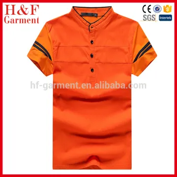 New design chinese collar men's t shirt with button