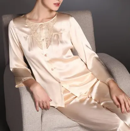 100%mulberry silk pajama for lady, silk shirt and pants