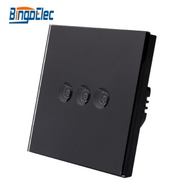 Panel Kaca Kristal Standard EU/UK 3Button 1Way Soft Touch Electrical Switch