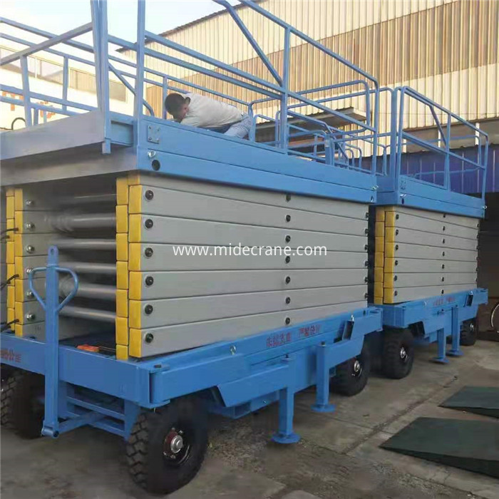 2 Sets of 18m Mobile Scissor Lift Platform with Extended Deck is ready