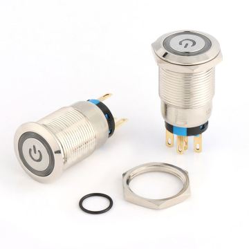 Interruttore a pulsante momentaneo LED da 19 mm con pulsante di metallo auto-blocco