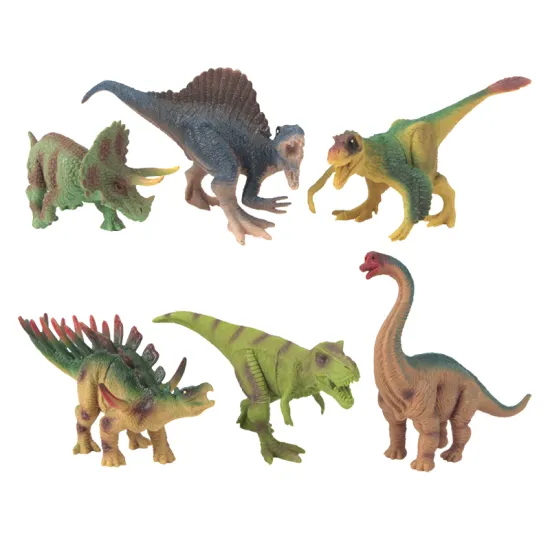 Realistic Dinosaur and Forest Animal Figure Model Toy Set: 6 Pieces Including Horse Farm Animals and Ocean Wildlife