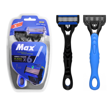 Max Six Blade Disposable Razor for Men - 2 Units per Pack