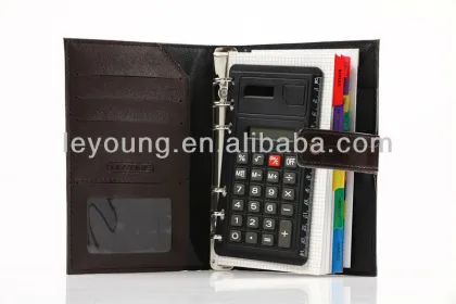 Ring binder filofax organizer with calculator