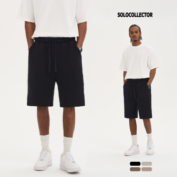 Men's Summer Casual Loose Short Sweatpants Solid Color Drawstring Sports Pants