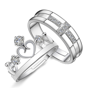 Koreanischer Stil 925 Sterling Silber Plattiertes Messing Zirkon Kronungsliebhaber Paare - Luxusschmuckzubehör
