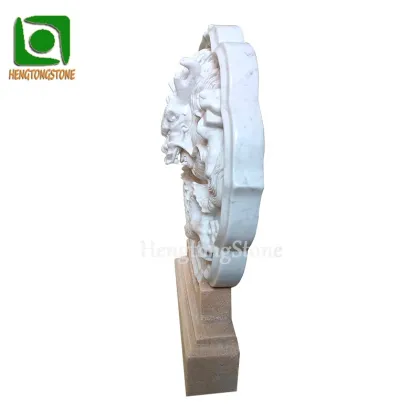 Chinese Style White Marble Dragon Wall Relief for Home Office Decoration