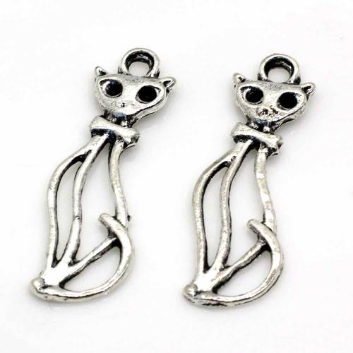 Do otworu Alloy Metal Kitten Cat Charms wisiorek do bransoletki DIY naszyjnik tworzenia biżuterii