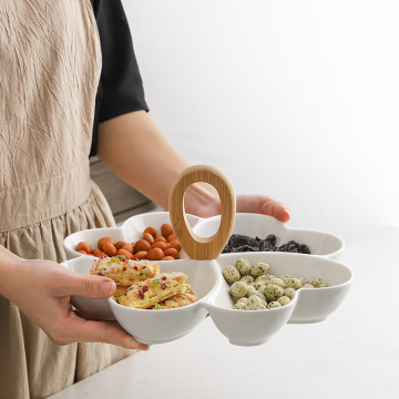 Ceramic Divided Snack Plate Tray for Dried Fruit and Nuts
