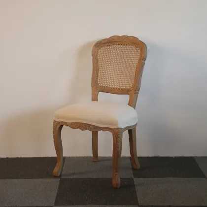 Solid Wood French Rattan Back Dining Louis Chair