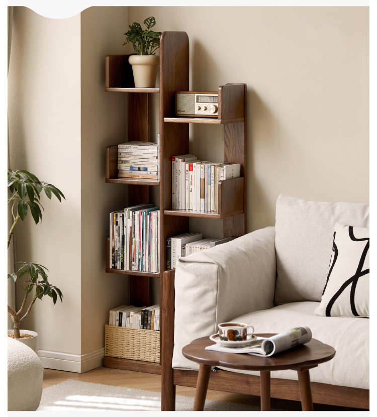 , Wood Small Bookcase 4-Tier Book Shelf