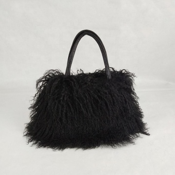 Genuine Tibet  Fur Shoulder bag Real Mongolian Fur Handbag