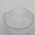 Embossed Gold Rimmed Crystal Decorative Glass Bowl Set