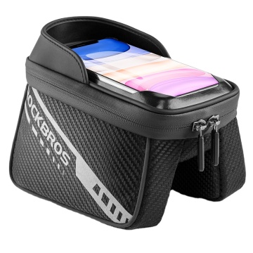 High Capacity Touch Screen Reflective Bicycle Phone Bag with Double Zipper and Separate Storage for MTB