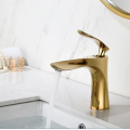 Shinny gold basin faucet for bathroom Single Lever Swivel Spout Luxury Modern Cold and Hot Faucet