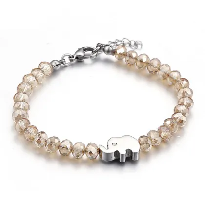 Lucky elephant charm glass bead bracelet