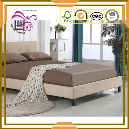 Contemporary and contracted double leather bed for bedroom