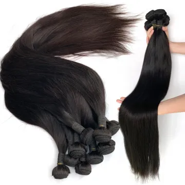 Wholesale 10A Grade Double Weft Human Hair Weave Extension 28 30 Mink Peruvian Cuticle Aligned Human Hair Straight  3 4 Bundles