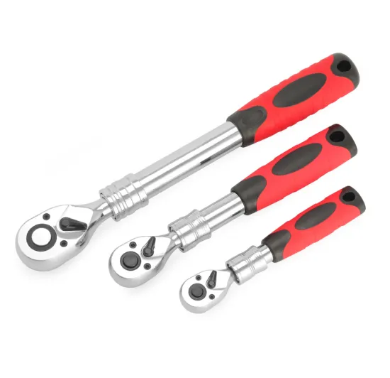 Srunv Telescopic Ratchet Socket Wrench with Quick Release and Adjustable Head (72 Teeth, 1/4, 3/8, 1/2")