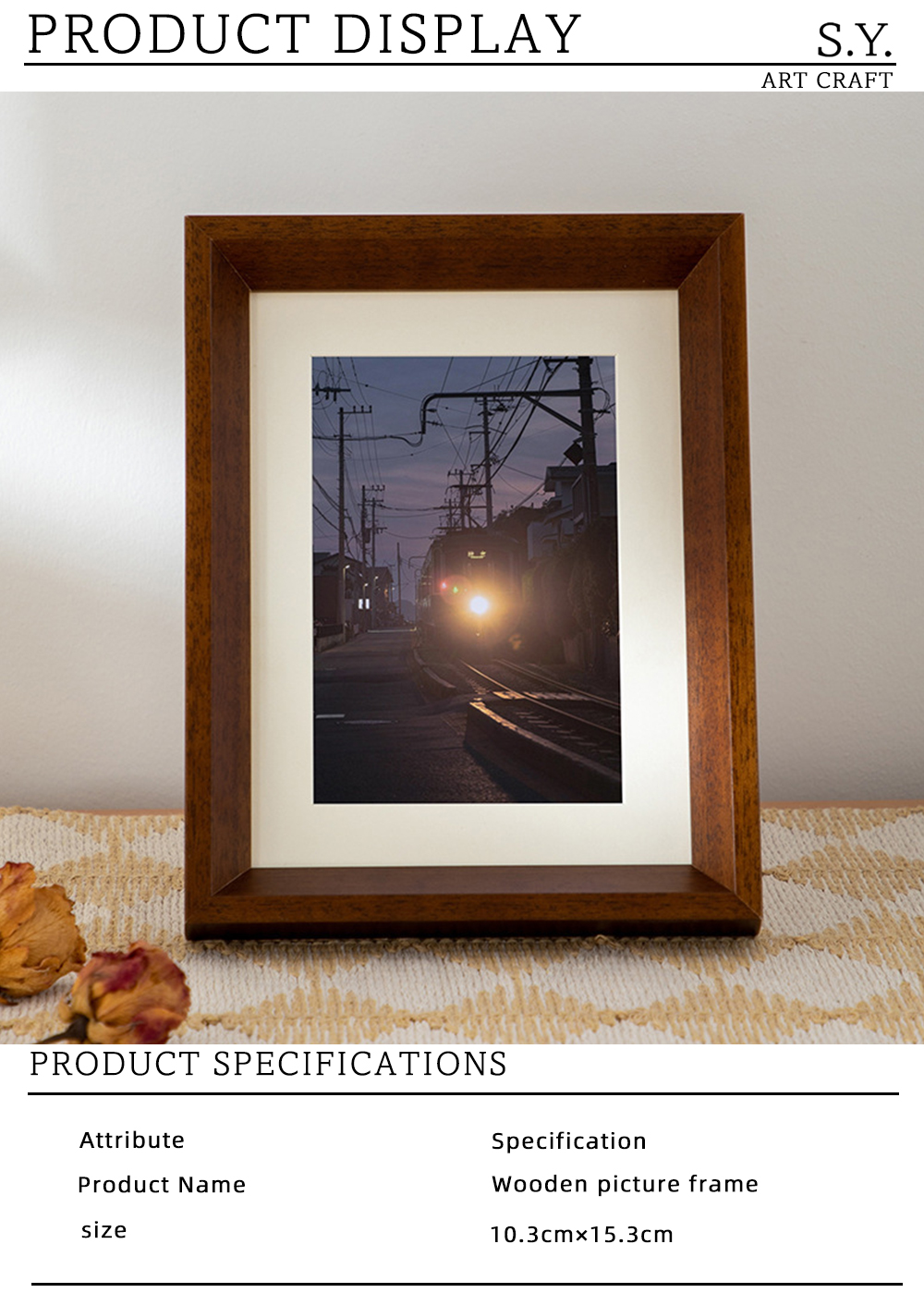 Thick Wide-Border Dark Walnut Frame X