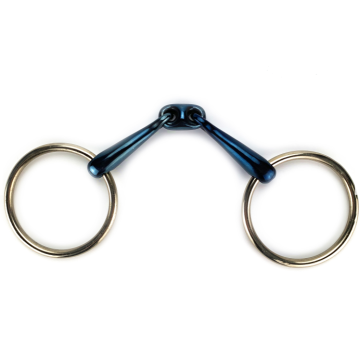 Bit di snaffle ad anello blu a doppio articolazione