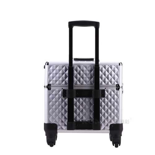 Travel hard makeup case on wheels