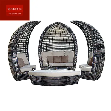Wholesale Outdoor Seaside Wicker Sun Bed