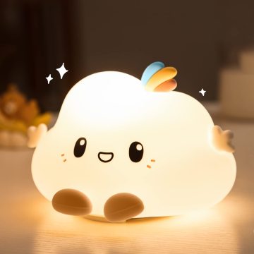 Soft Touch Silicone Night Light LED Lamp - Cloud Bedside Light for Kids