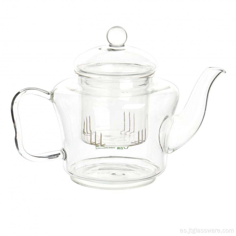 Juego de té floreciente de tetera de vidrio Pyrex soplado con la boca