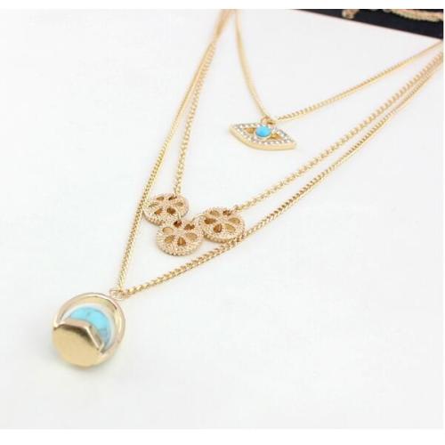 Personalized Three Layer Eye Necklace Turquoise Pendant