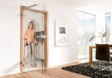 Automatic swing door mechanism with glass