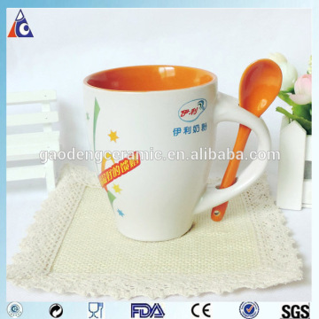 Best popular promotional ceramic mug with spoon