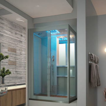 Frameless Rectangular White and Black Sliding Shower Door for Hotels