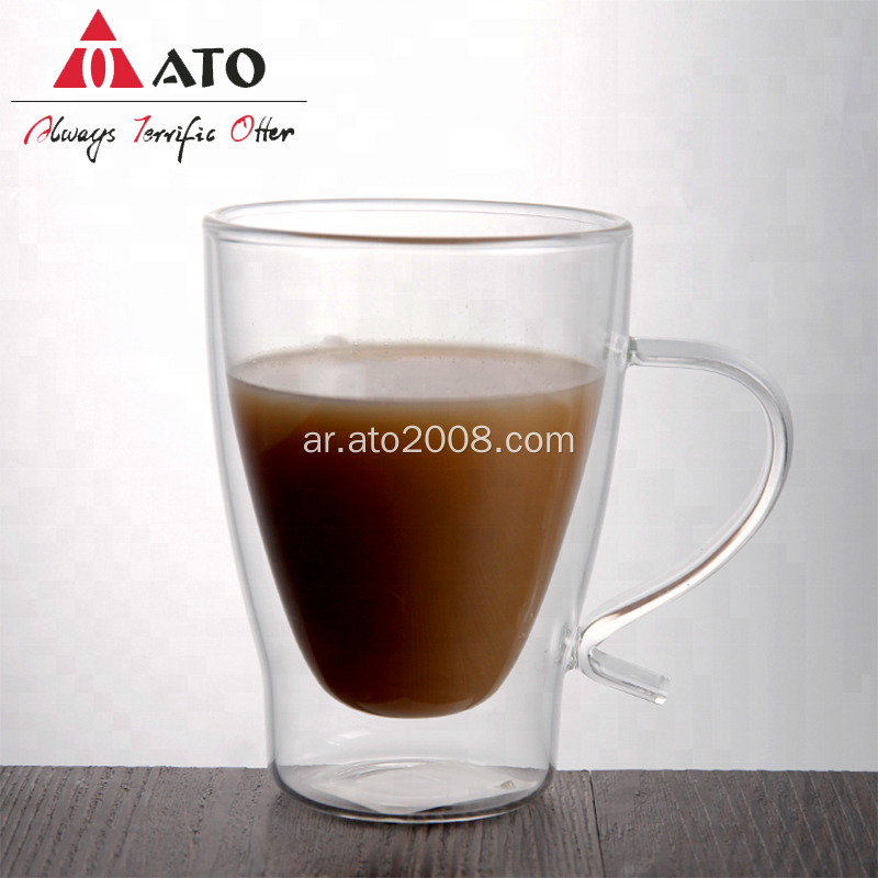 Ato مصنوعة يدويًا زجاج قهوة مزدوج