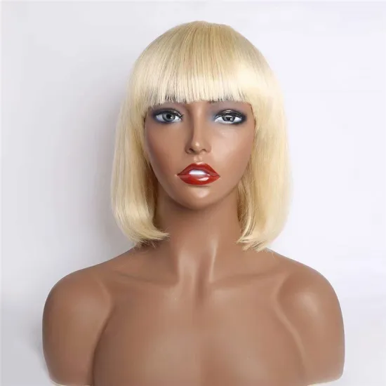Short Straight Blonde machine made  Wigs For Black Women 613 Cuticle Aligned Human Hair Wig 613 BOb Wigs