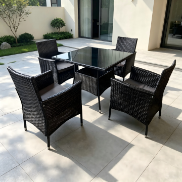 Black PE Rattan Patio Dining Set